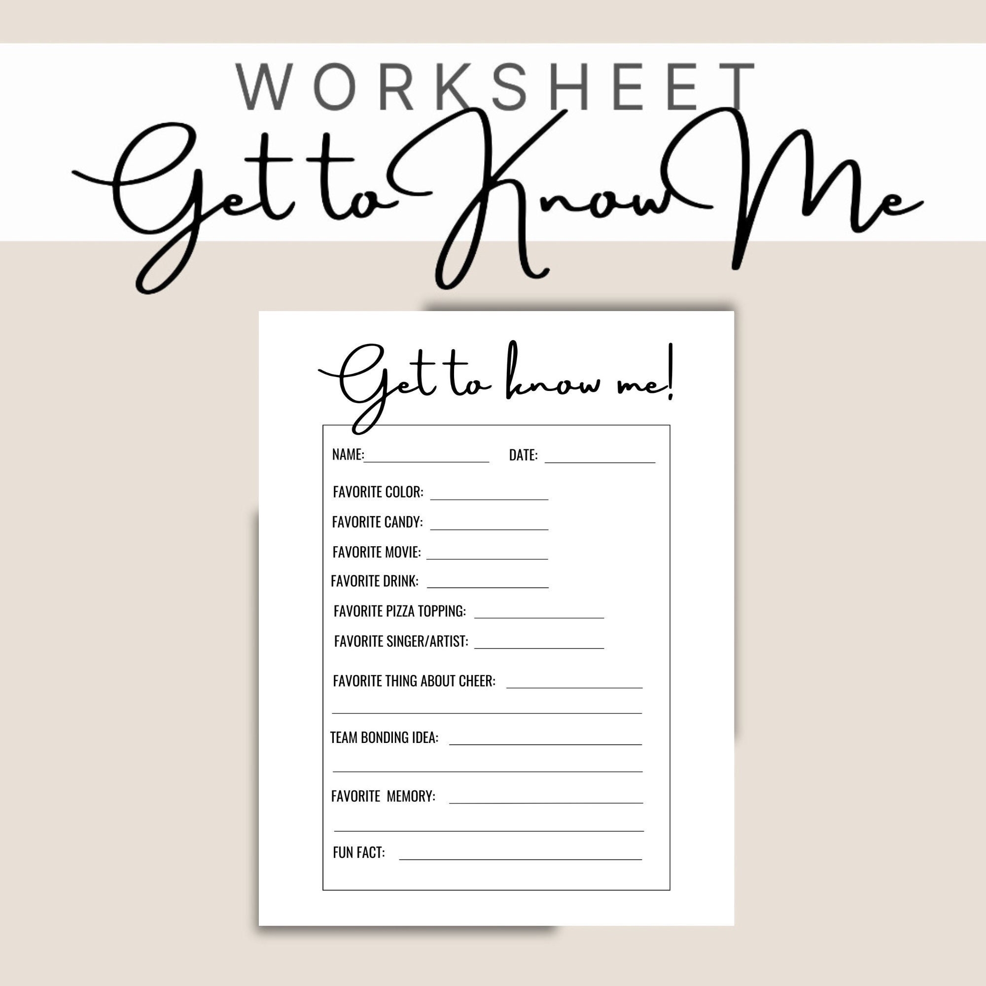 Buy Get To Know Me Worksheet Ice Breaker Printable Back to school Worksheets Team Bonding Online In India Etsy