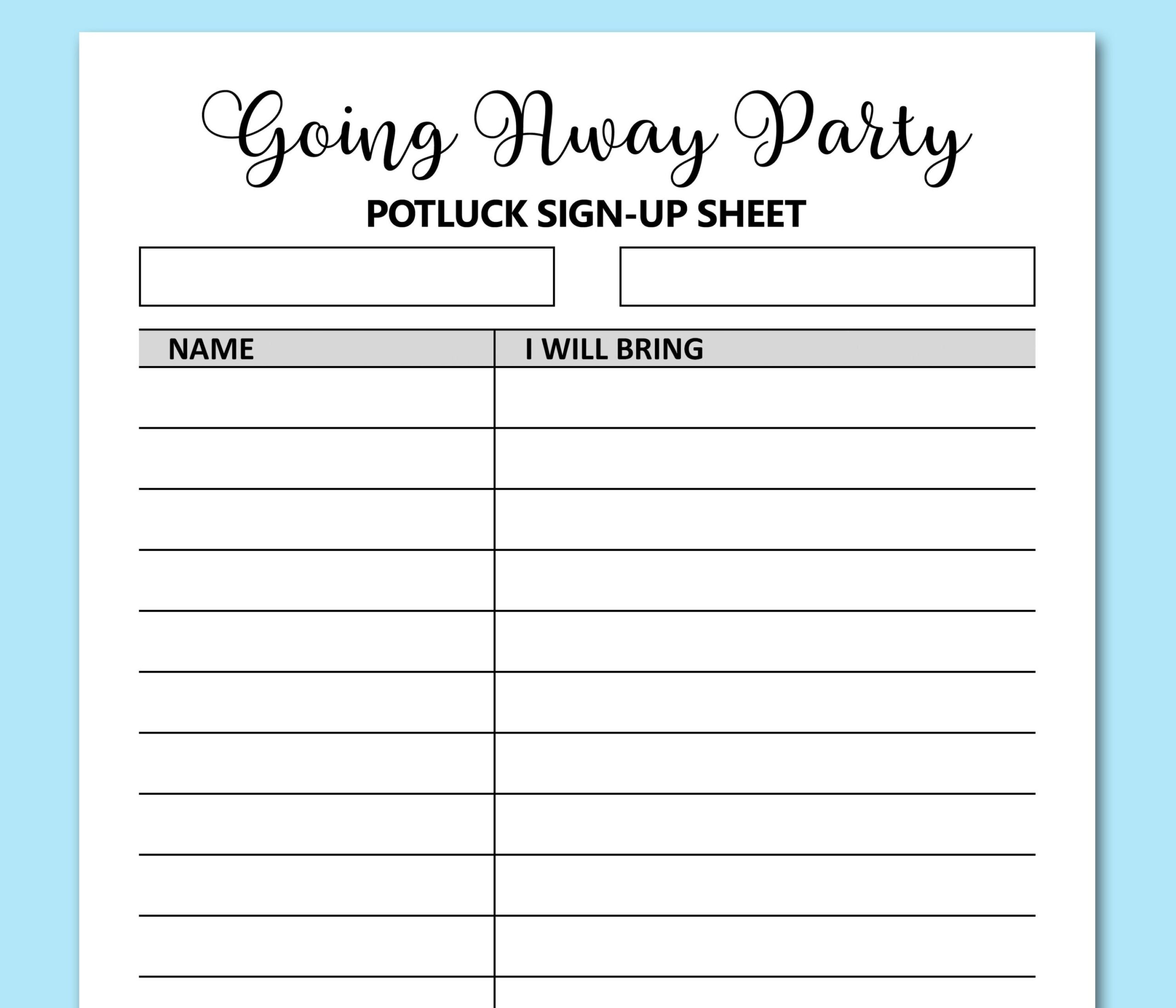 Buy Going Away Party Potluck Sign Up Sheet Printable Signup Form Farewell Potluck Dinner Friends Church Social Event Activities Letter A4 Online In India Etsy