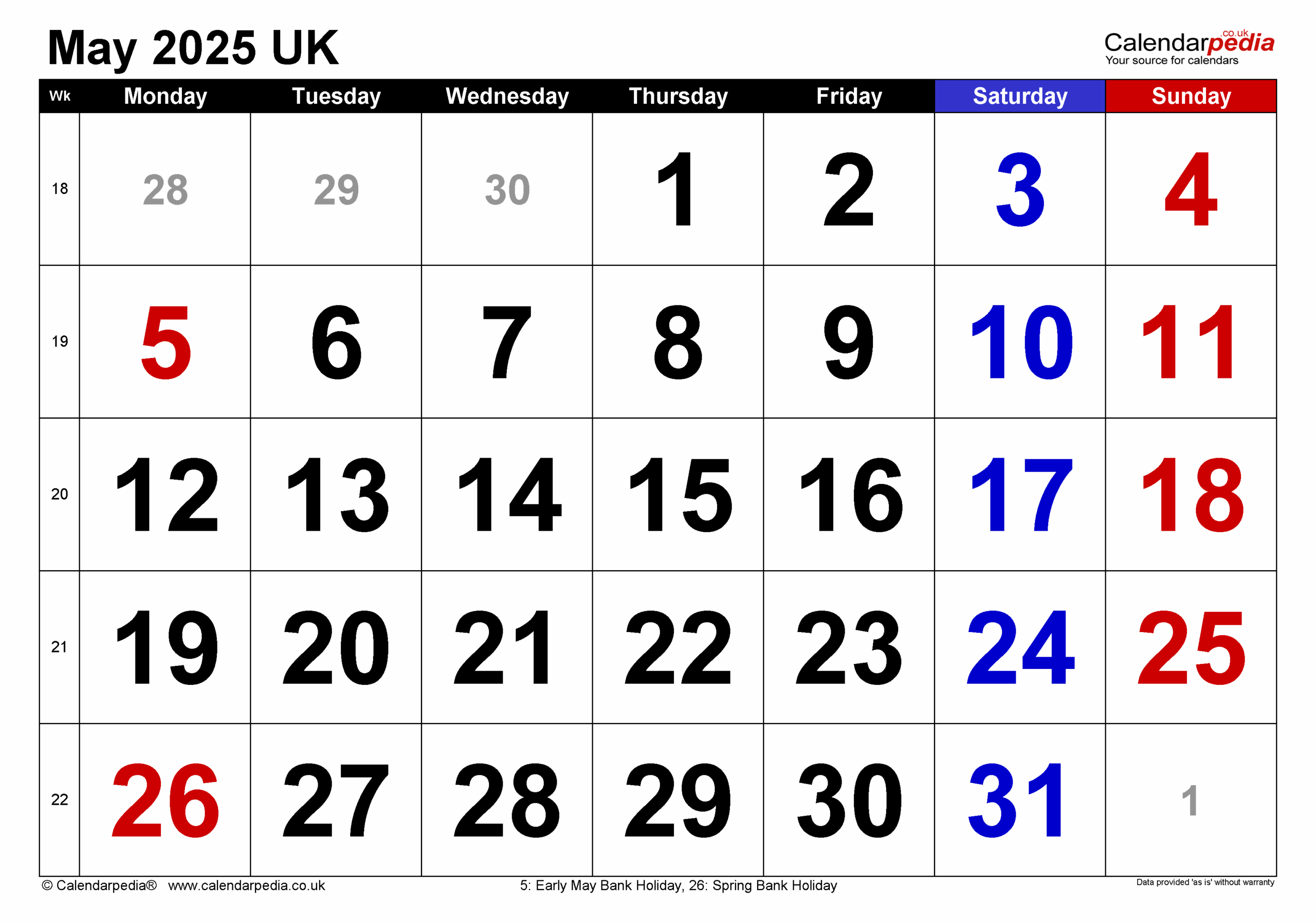 Calendar May 2025 UK With PDF Excel And Word Templates Calendar May 2025 UK With PDF Excel And Word Templates