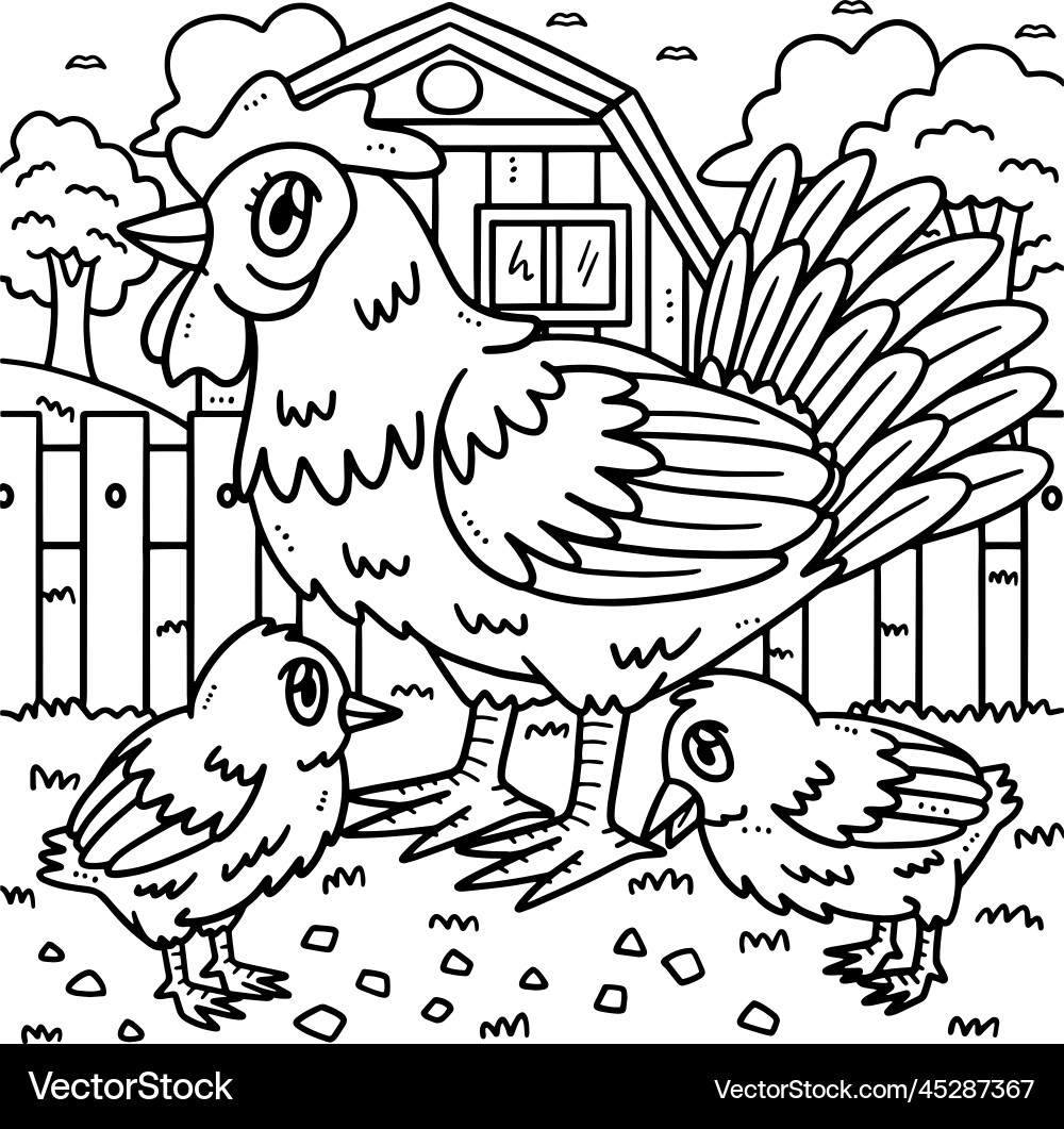 Chicken Coloring Page Vector Images over 1 900 