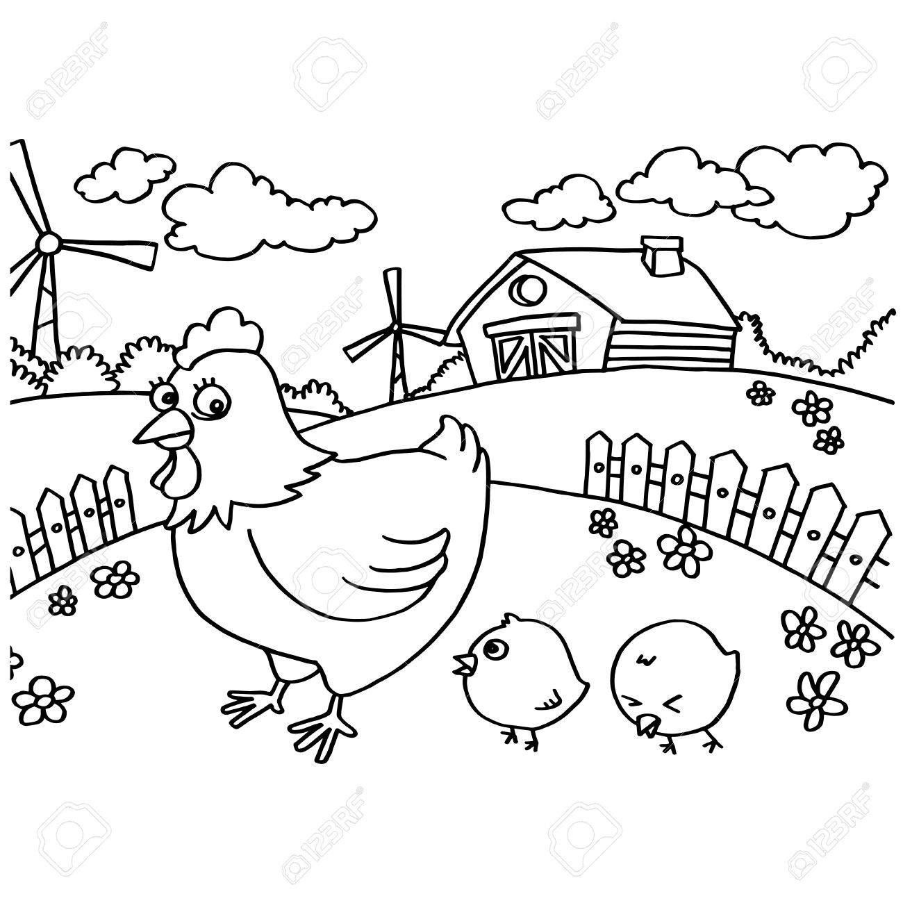 Chicken Coloring Pages Vector Royalty Free SVG Cliparts Vectors And Stock Illustration Image 45123520 