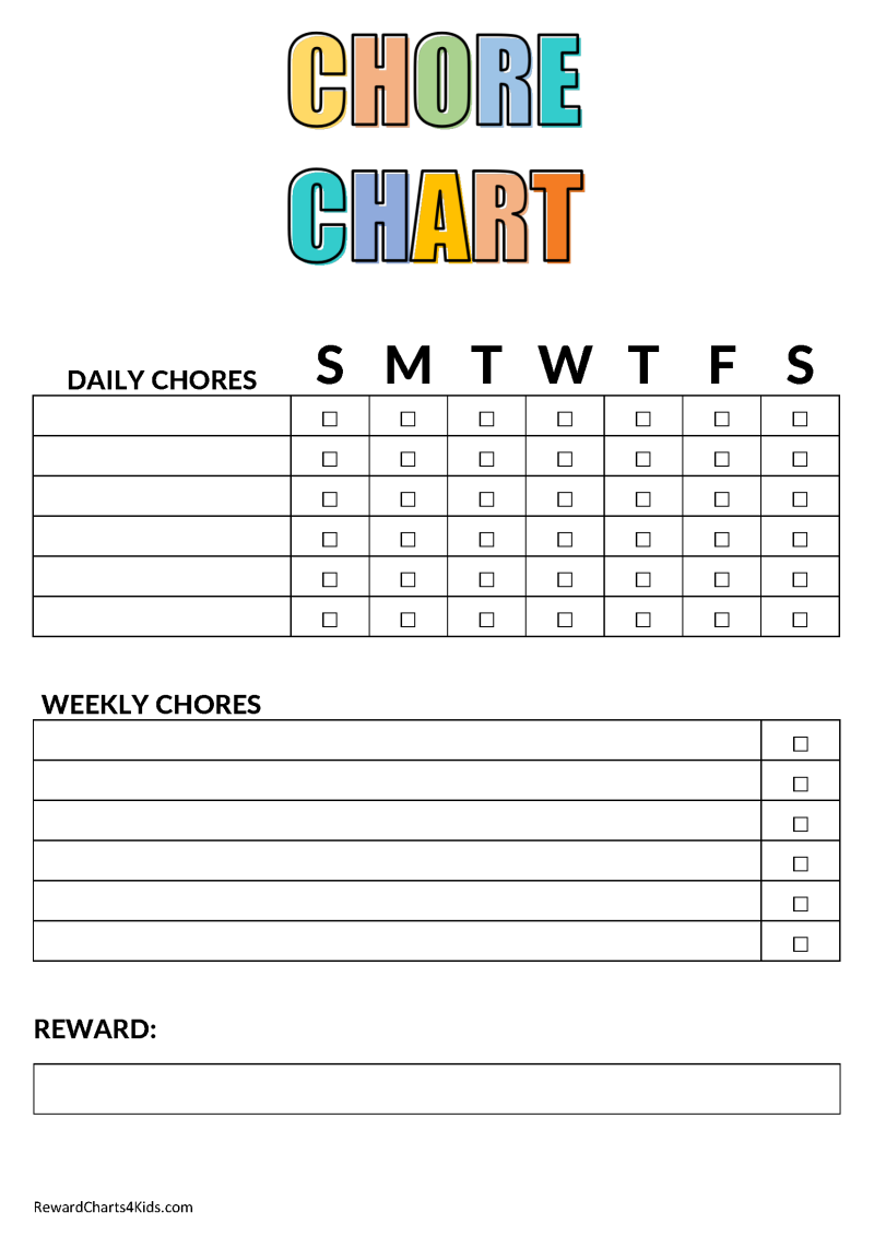 free editable printable chore charts pdf