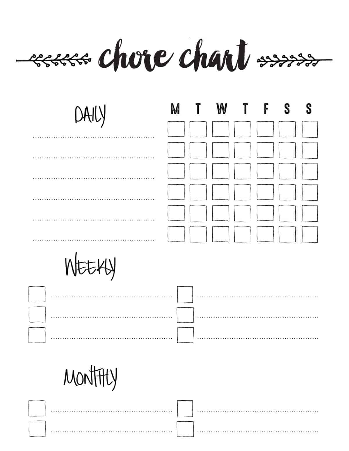 free printable chore charts