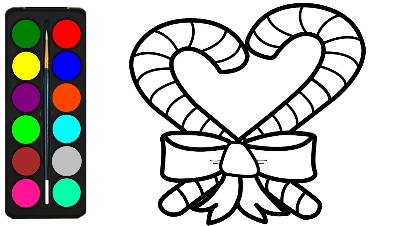 Christmas Candy Cane Coloring Pages For Kids Girls Candy Cane Drawing How To Draw A Candy Cane YouTube