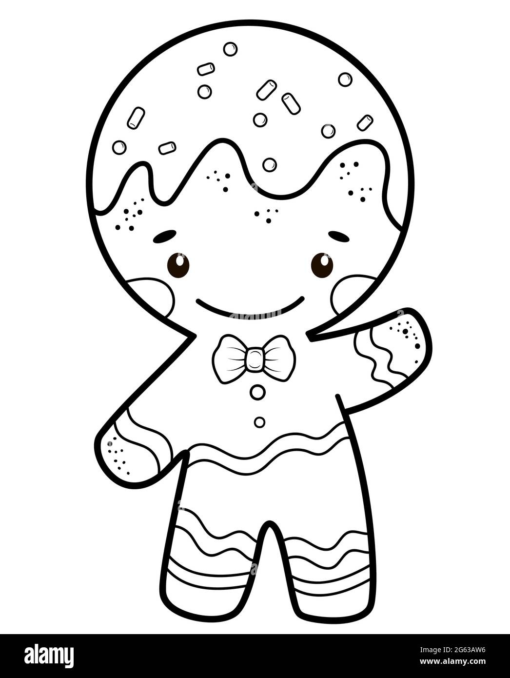 Christmas Coloring Book Or Page For Kids Gingerbread Man Black And White Illustration Stock Photo Alamy