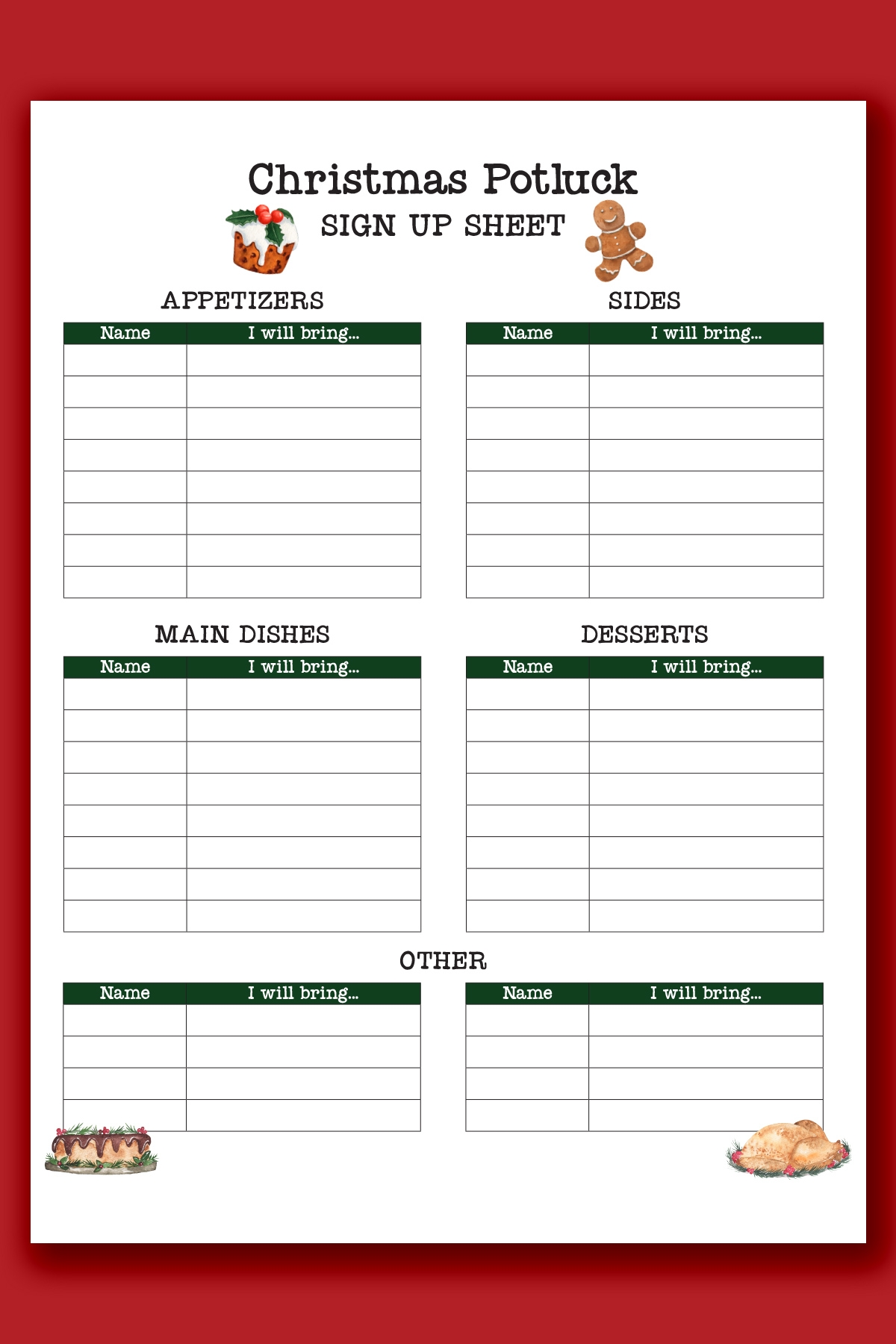 sign up sheet printable