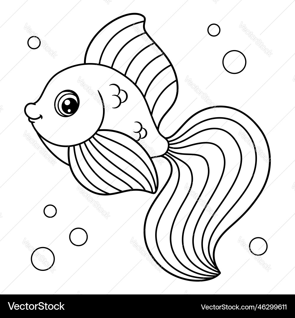 Colorful Fish Coloring Page Royalty Free Vector Image