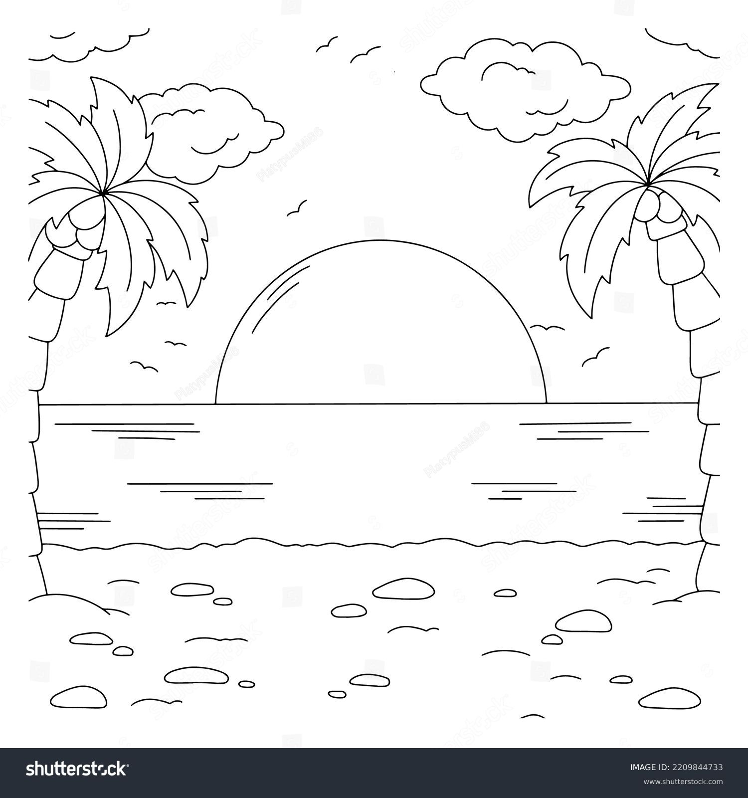 Coloring Book Beach Waves Over 3 785 Royalty Free Licensable Stock Illustrations Drawings Shutterstock