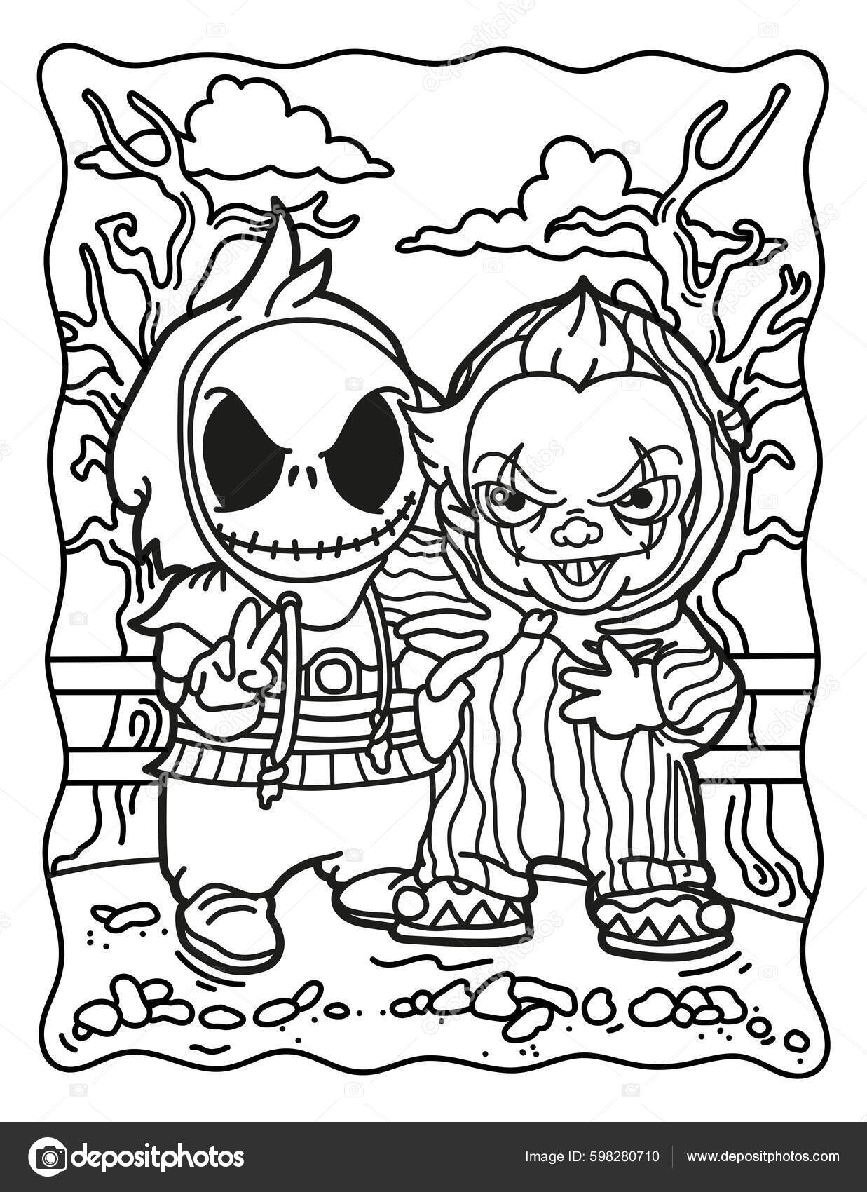 Coloring Book Children Spooky Characters Coloring Book Adults Halloween Coloring Stock Vektorbild Von meine illustrations 598280710