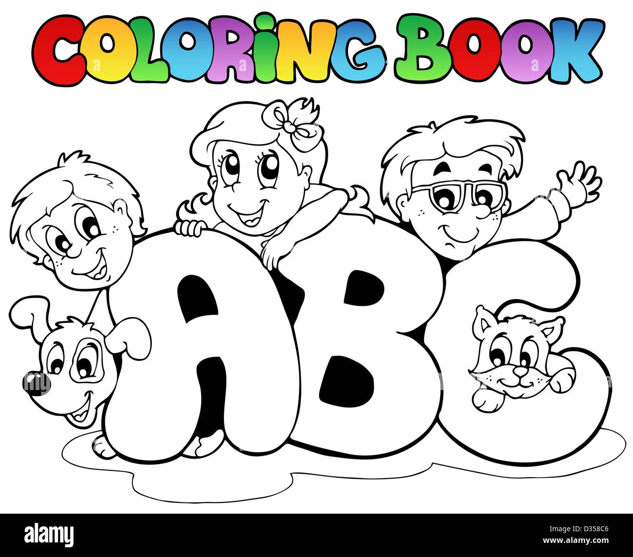 Coloring Book School ABC Letters Thematic Illustration Stock Photo Alamy