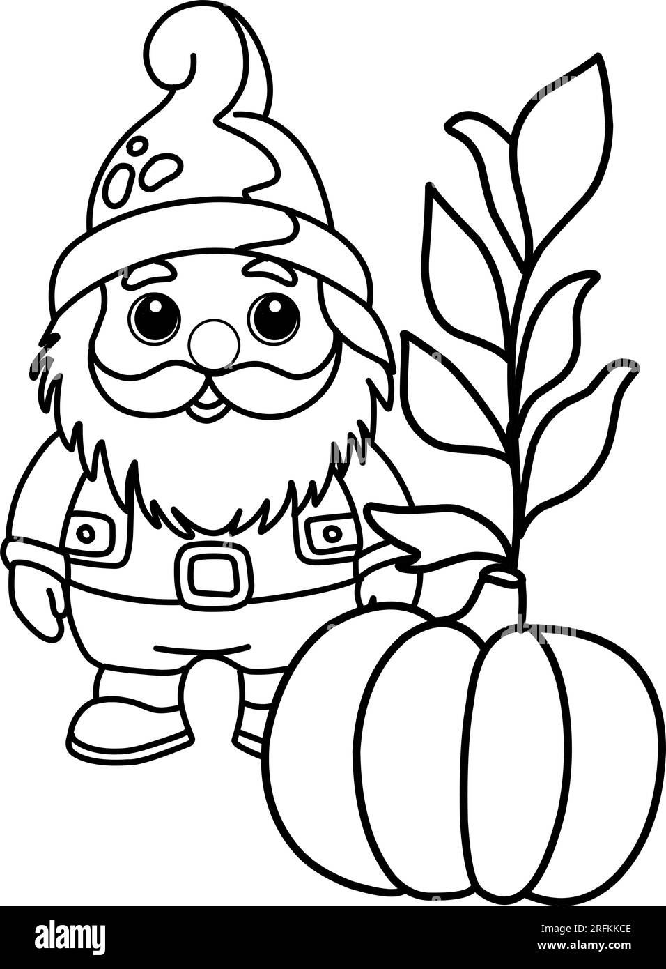 Coloring Page With Gnomes Autumn Coloring Page Stock Vector Image Art Alamy