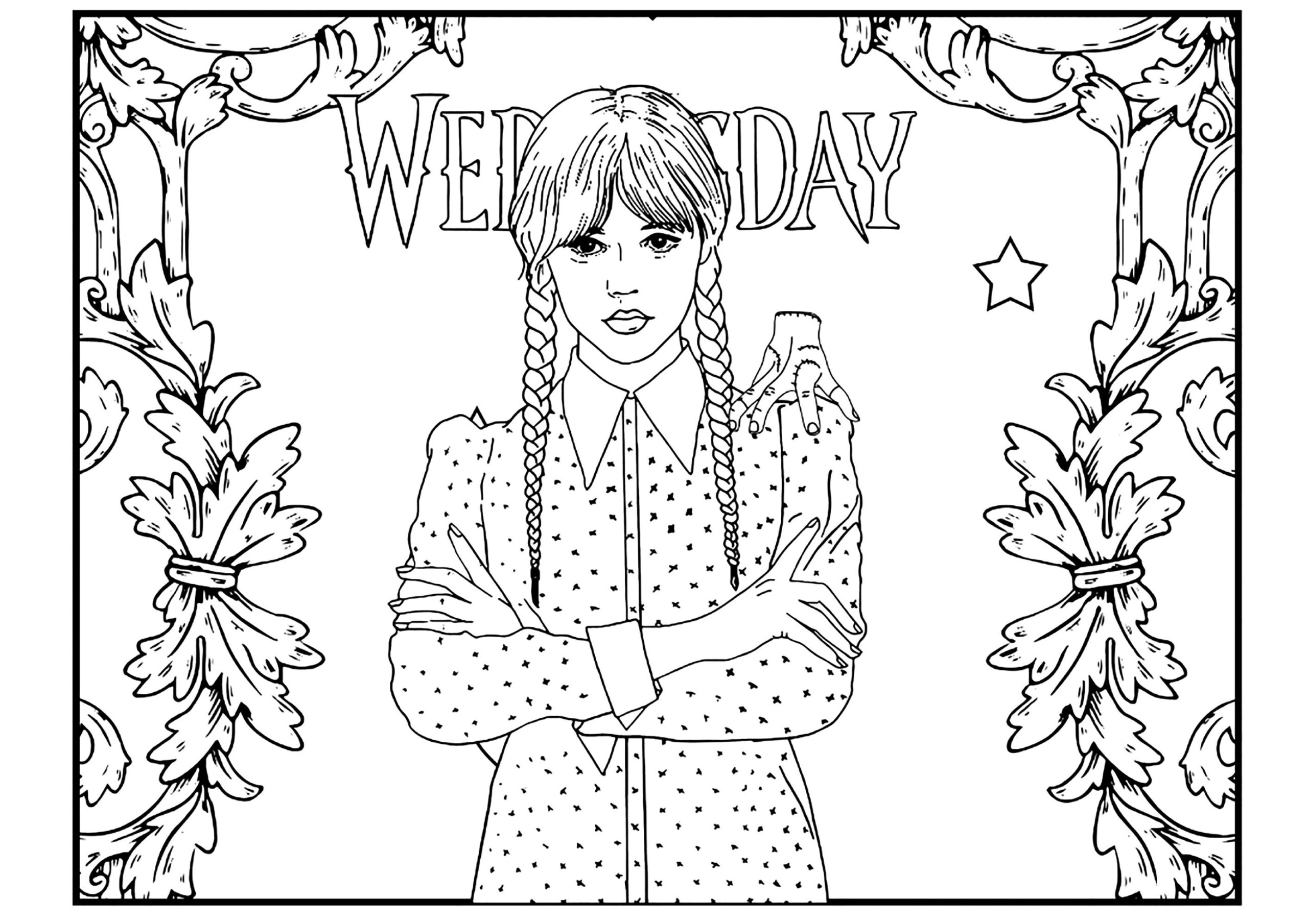 Colouring With Wednesday Addams Wednesday Coloring Pages