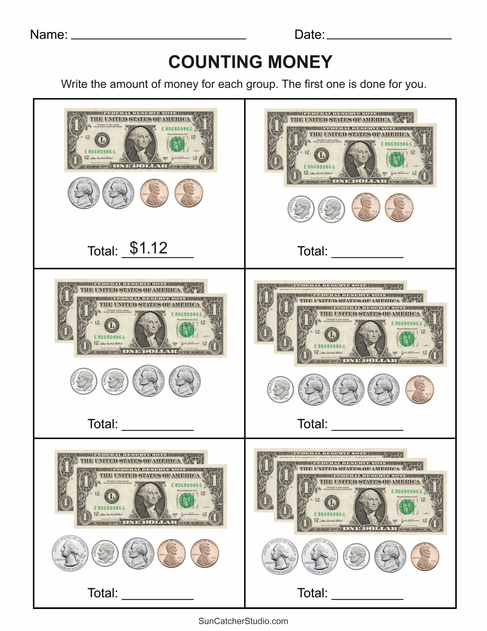 free printable money worksheets