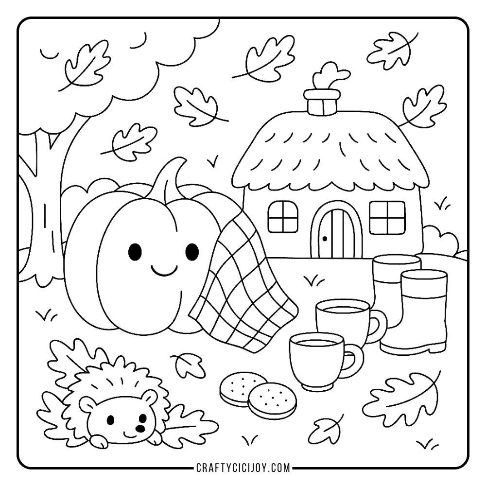Cozy Fall Coloring Pages 20 Free Printable PDFs CraftyCiciJoy Coloring Pages