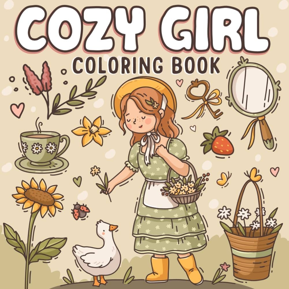 Cozy Girl Coloring Book Bold And Easy Cozy Designs For Adults Teens Featuring Simple And Cute Hygge Inspired Illustrations For Stress Relief Ryo Mika Amazon de Books