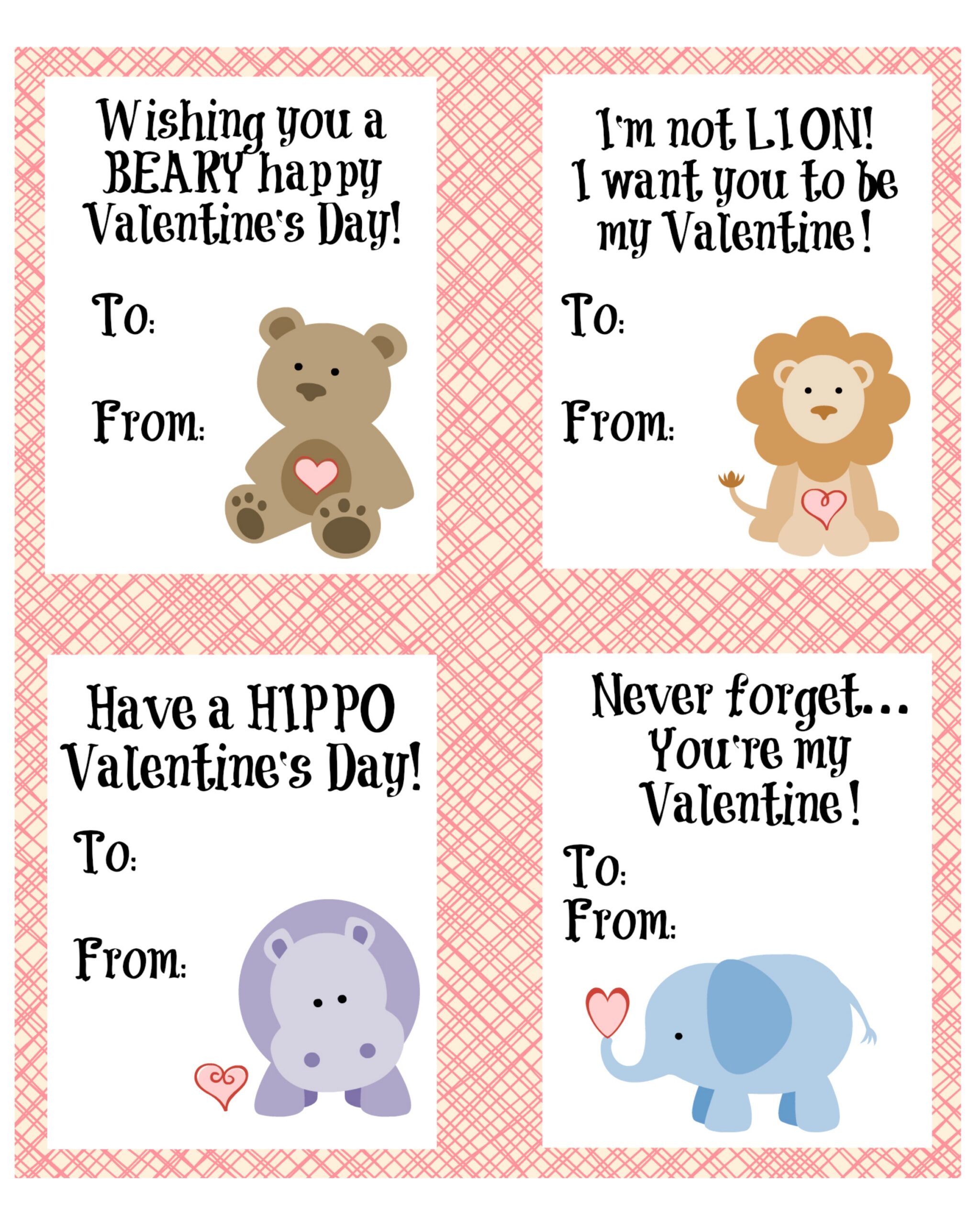 Cute Animal Valentine s Day Cards Free Printable Cute Animal Valentine s Day Cards Free Printable