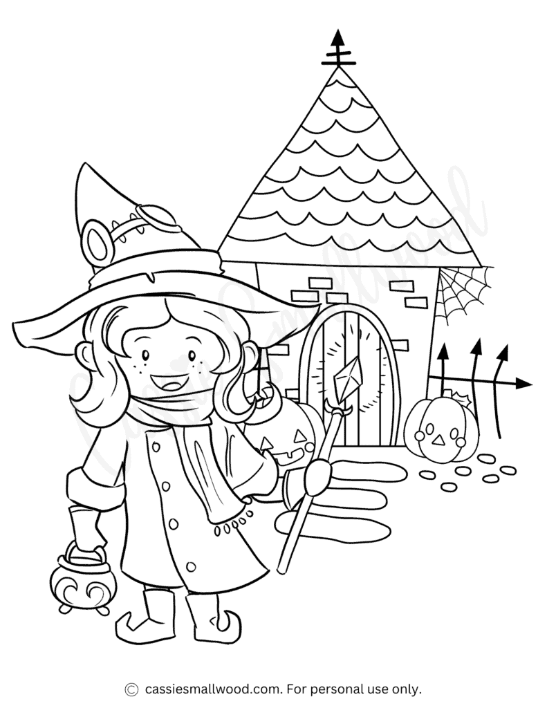 CUTE Halloween Witch Coloring Pages Cassie Smallwood