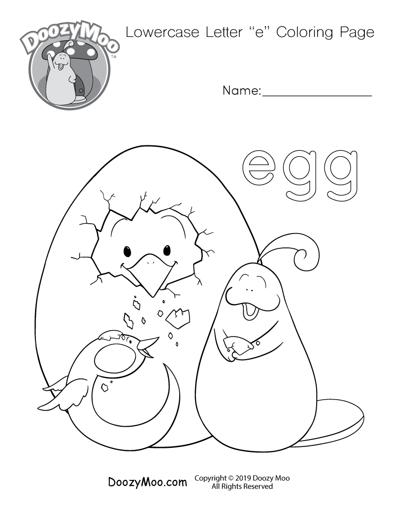Cute Lowercase Letter e Coloring Page Free Printable Doozy Moo
