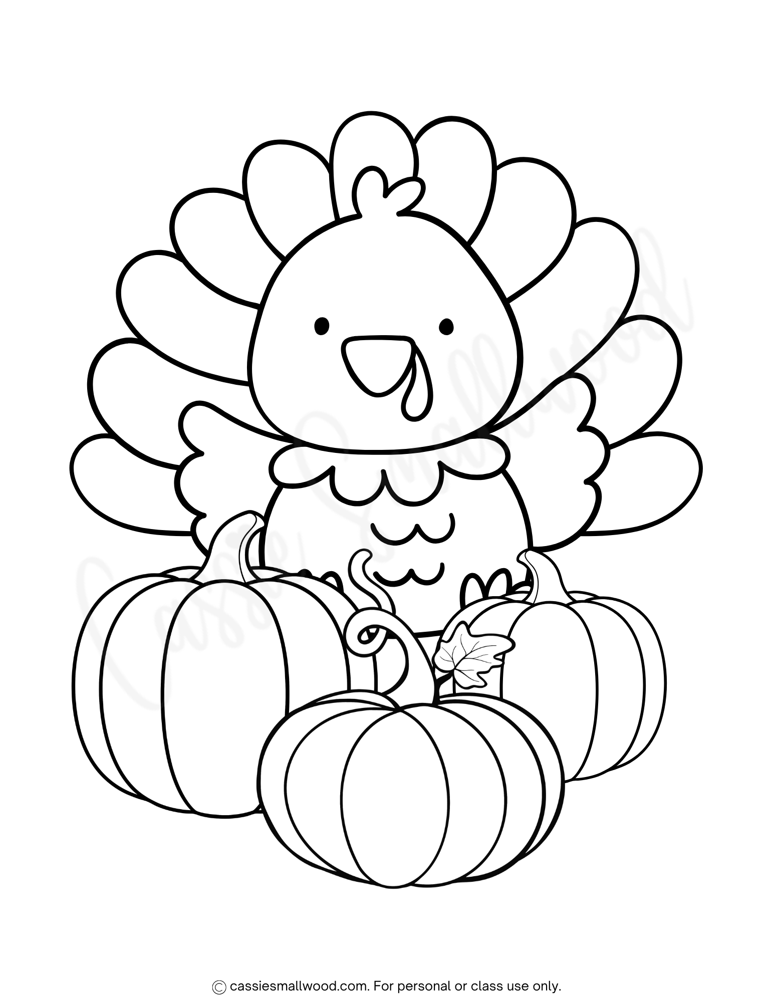 Cute Turkey Coloring Page Cassie Smallwood