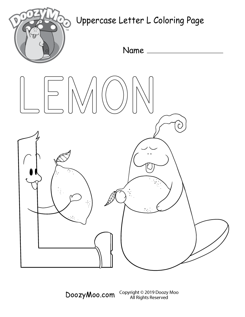 Cute Uppercase Letter L Coloring Page Free Printable Doozy Moo