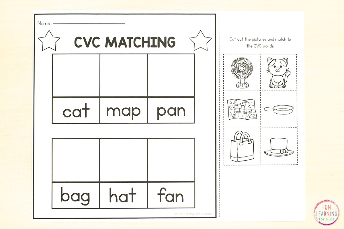 CVC Word Sorting Worksheets Cut And Paste CVC Worksheets