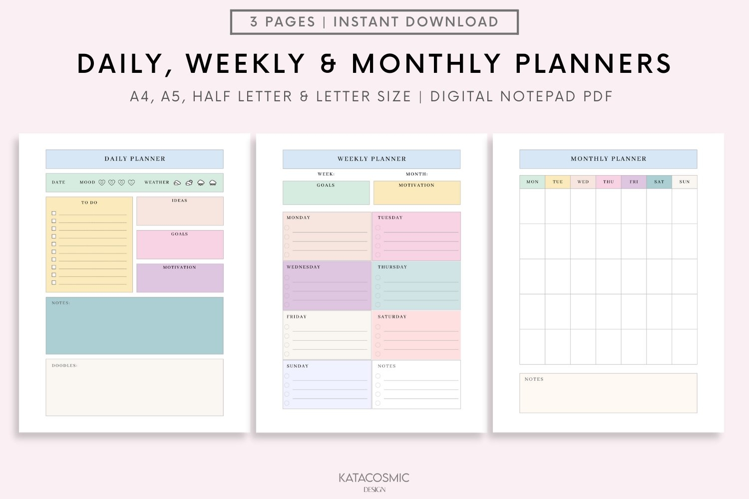 DAILY WEEKLY AND MONTHLY PLANNER BUNDLE PDF AGENDA