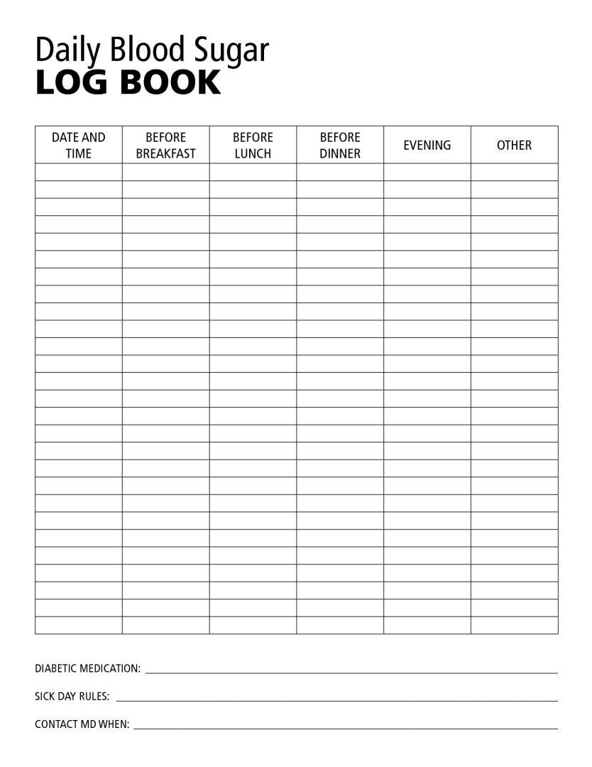 free printable blood glucose log sheet