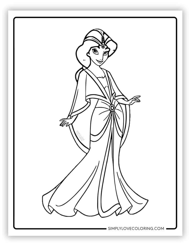 princess jasmine color pages
