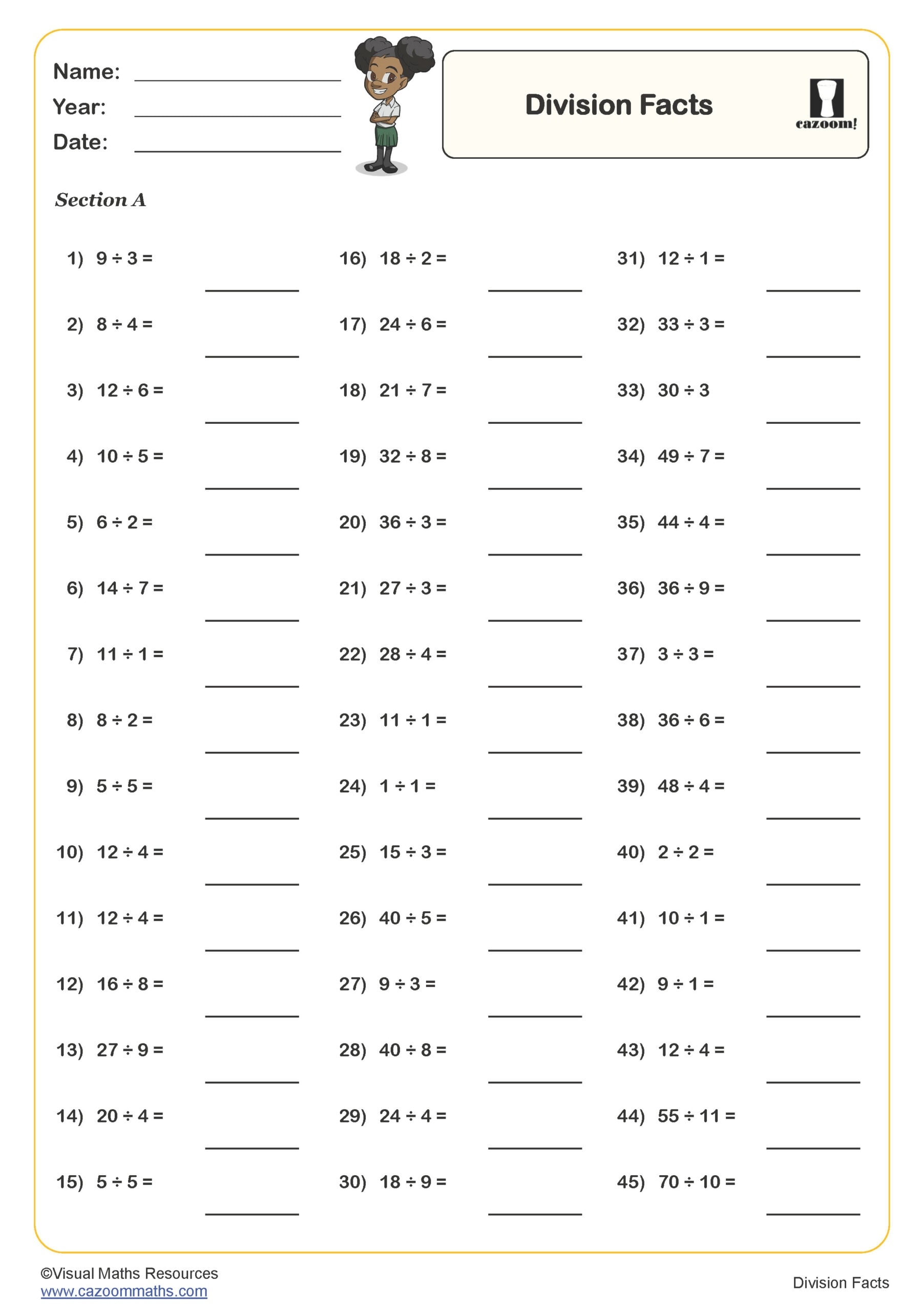 division printable worksheets