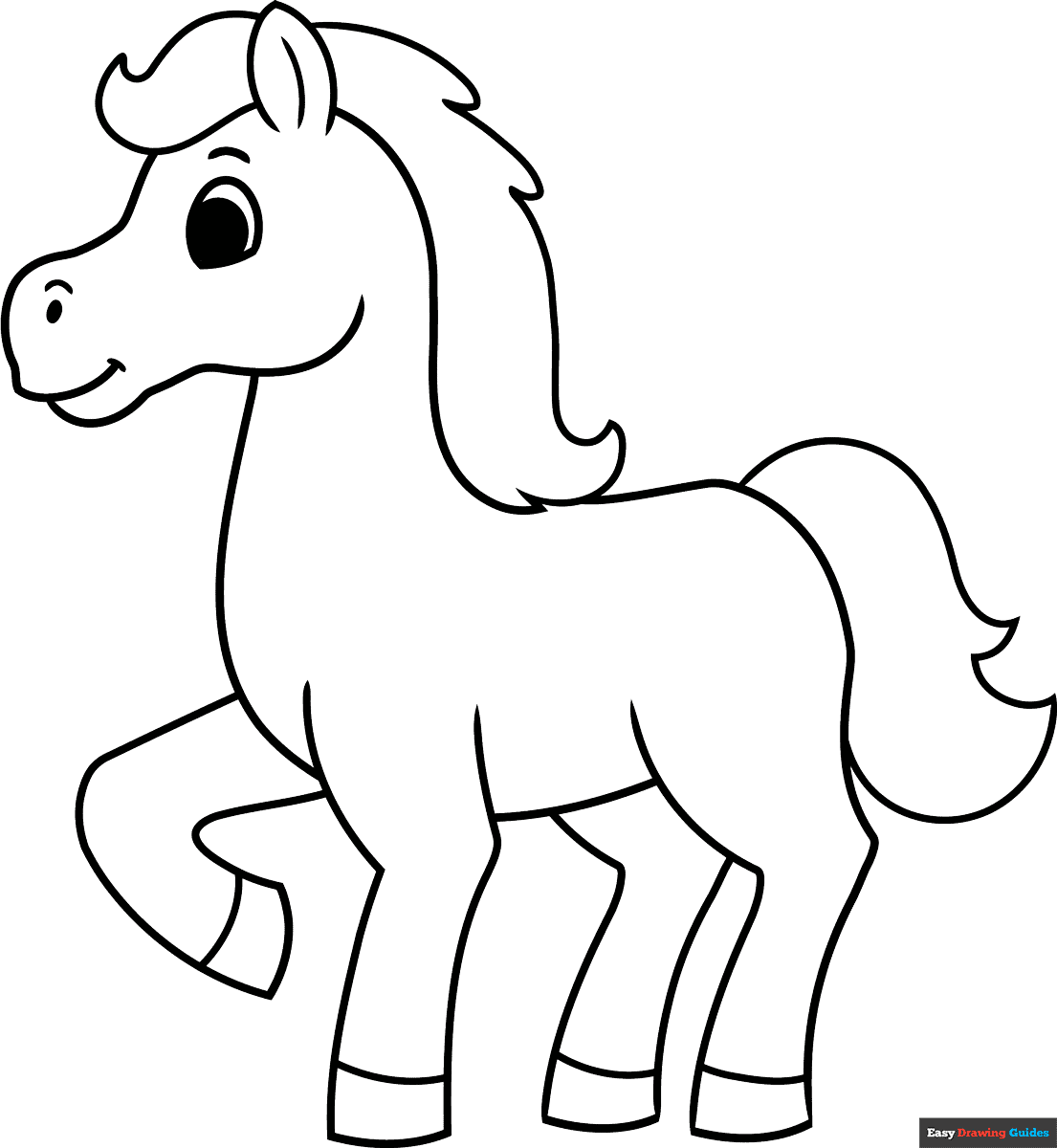 Easy Horse Coloring Page Easy Drawing Guides