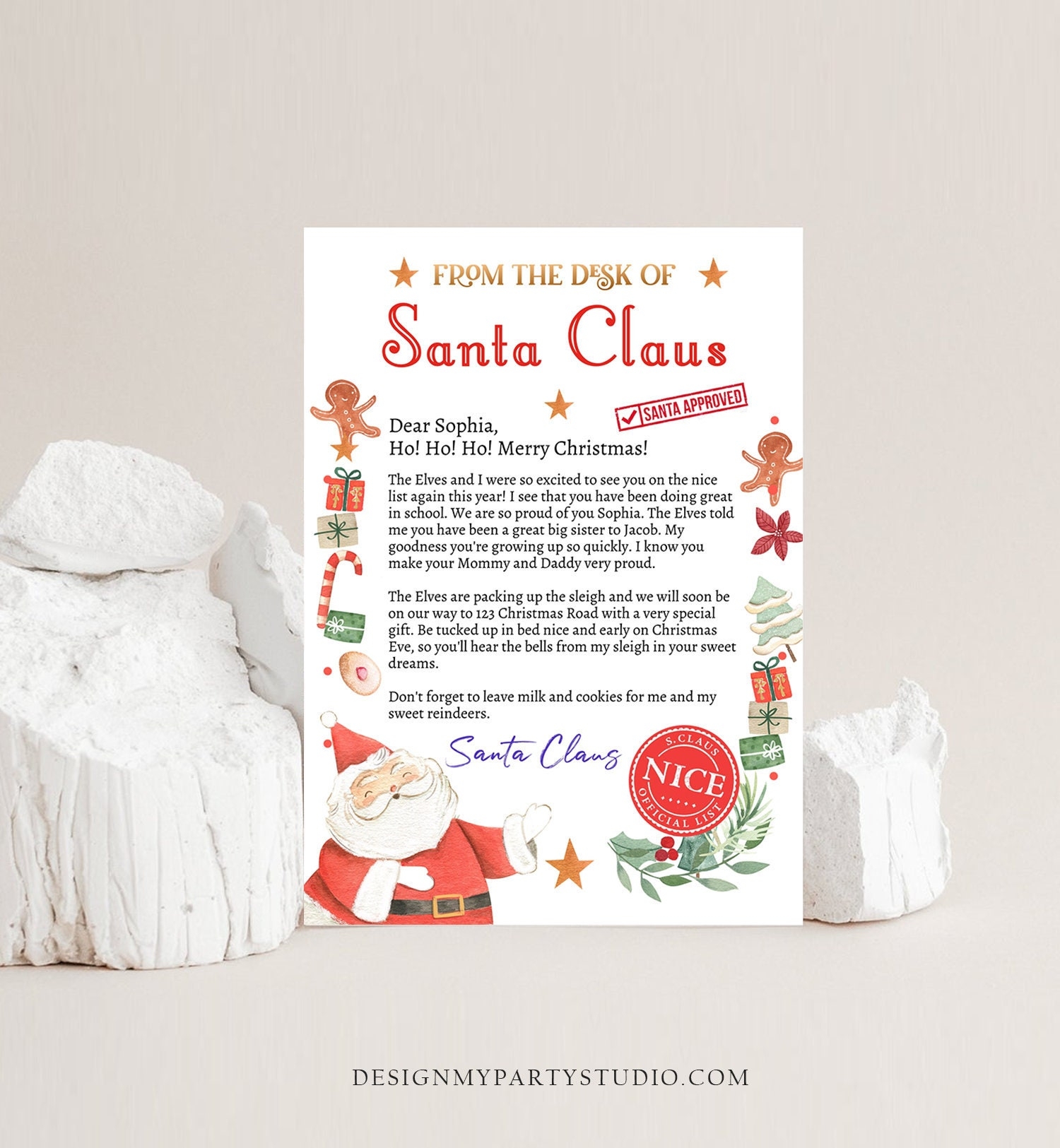 Editable Personalized Letter From Santa Claus From The Desk Of Santa Christmas Eve North Pole Mail Instant Download Printable Template 0358 Etsy