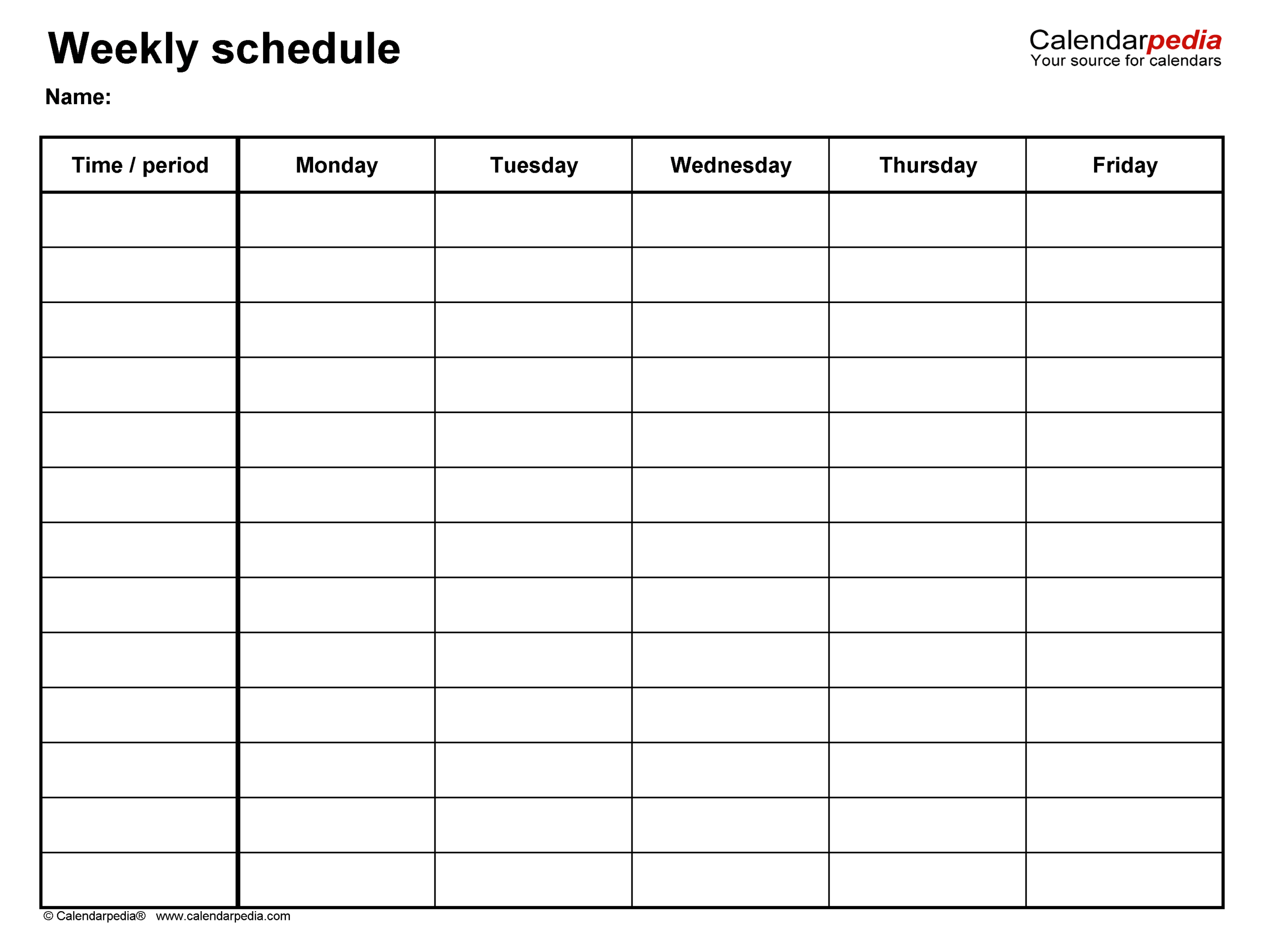 weekly schedule template printable