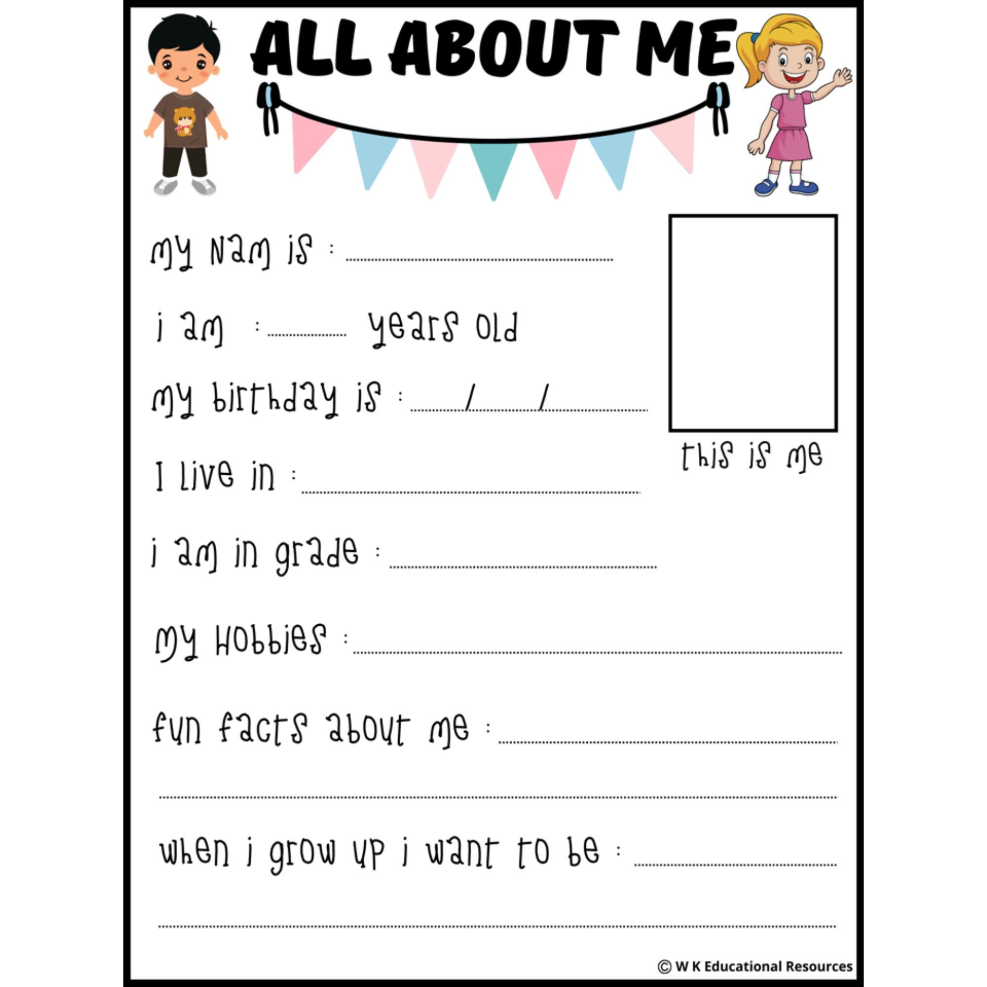 End Of Year Memory Book All About Me Questions Questionnaire Draw Worksheets Made By Teachers