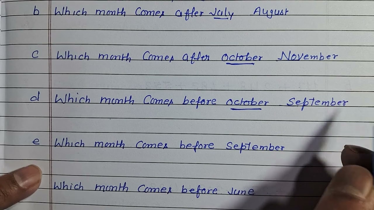 Fill In The Blanks Which Months Comes After July YouTube