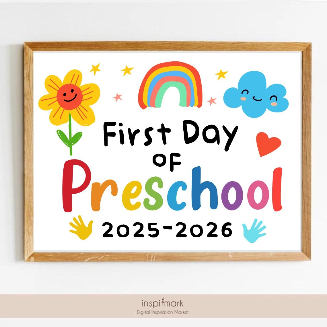 First Day Of Preschool Back To School Sign Printable For First Day School Photo Kids And Teachers Kindergarten 2025 2026 Etsy