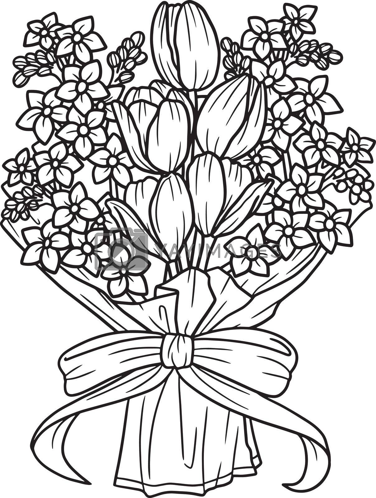 Flower Bouquet Coloring Page For Adults By Abbydesign Vectors Illustrations With Unlimited Downloads Yayimages
