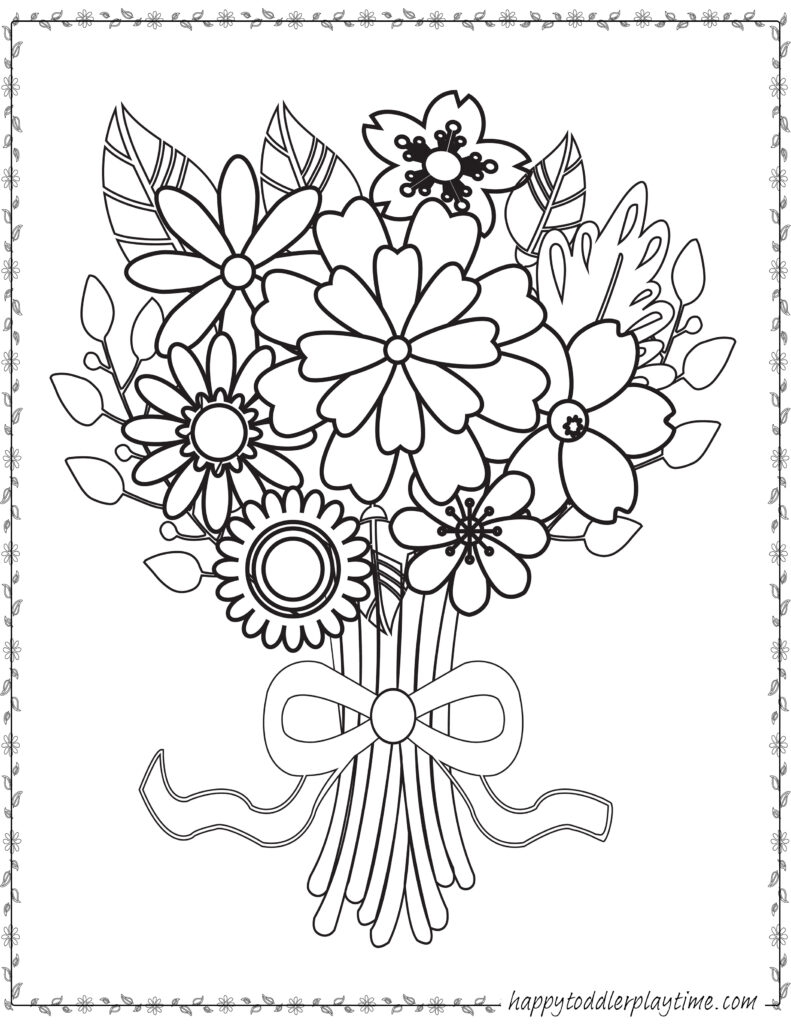 flower coloring pages easy
