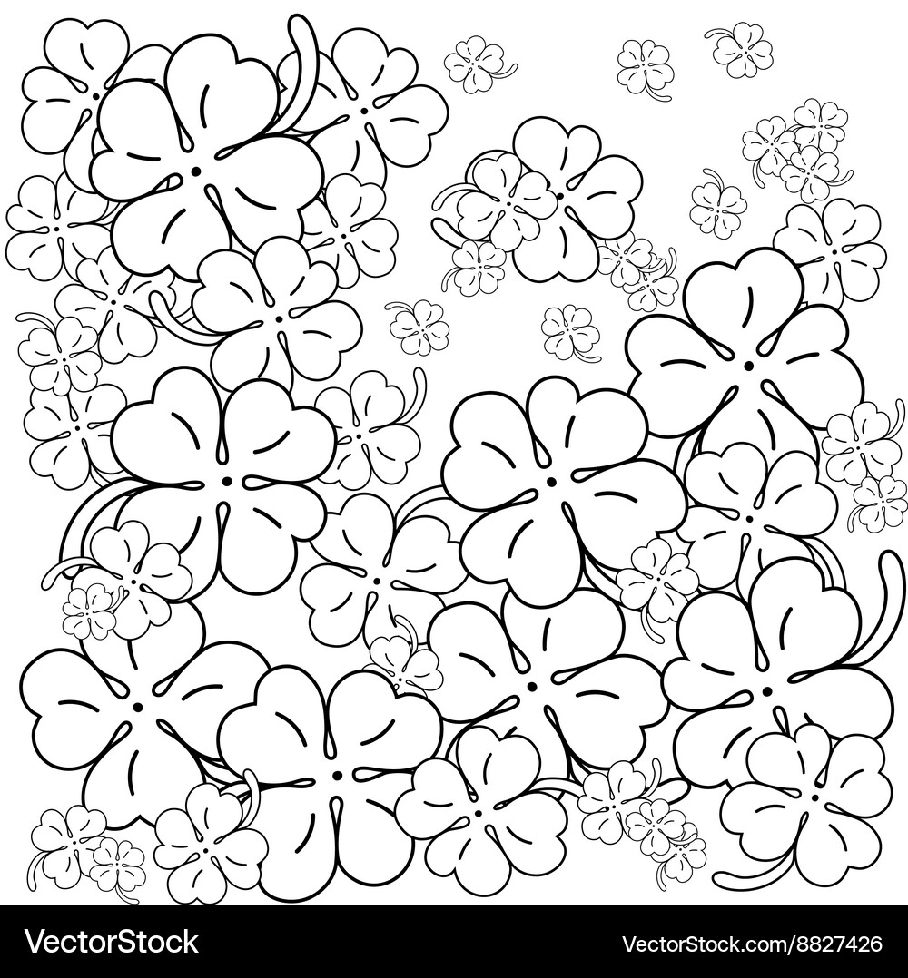 Four Leaf Clover Coloring Page Royalty Free Vector Image