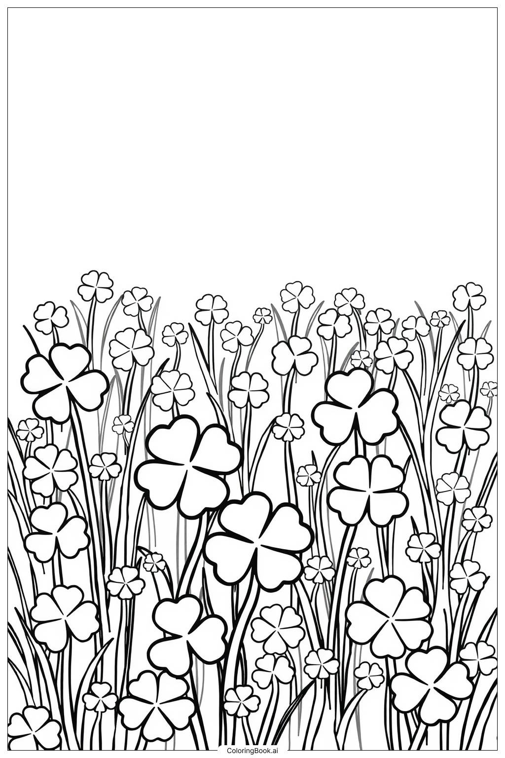 Four Leaf Clover Field Coloring Page Free PDF PNG Printable 