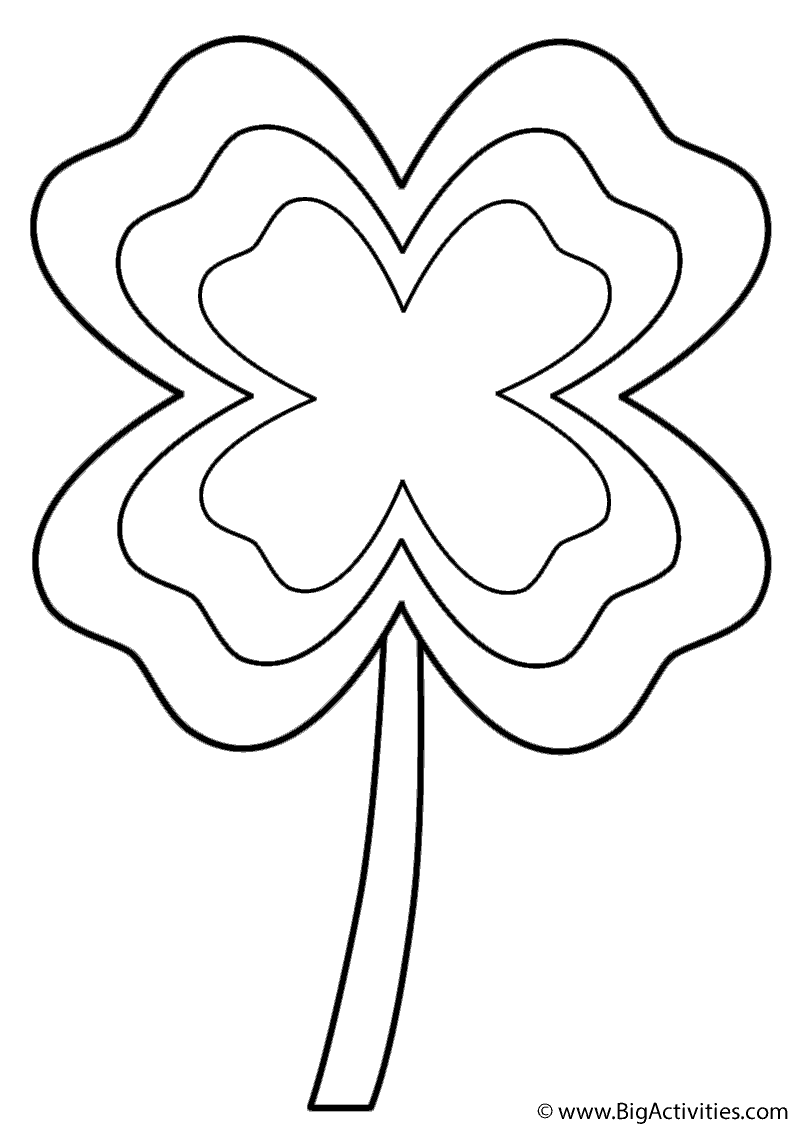Four Leaf Clover With Multi border Coloring Page St Patrick s Day