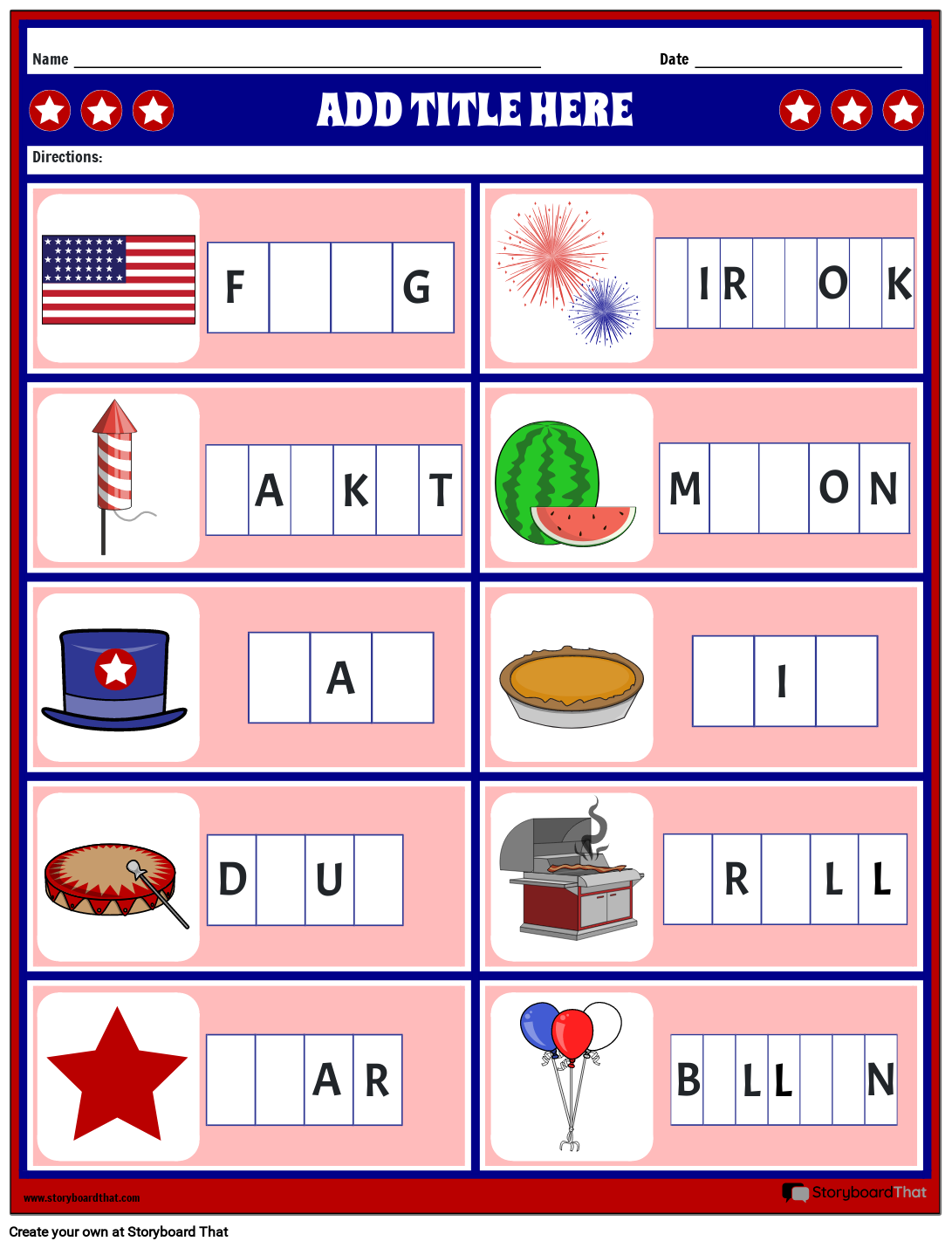 4th of july worksheets