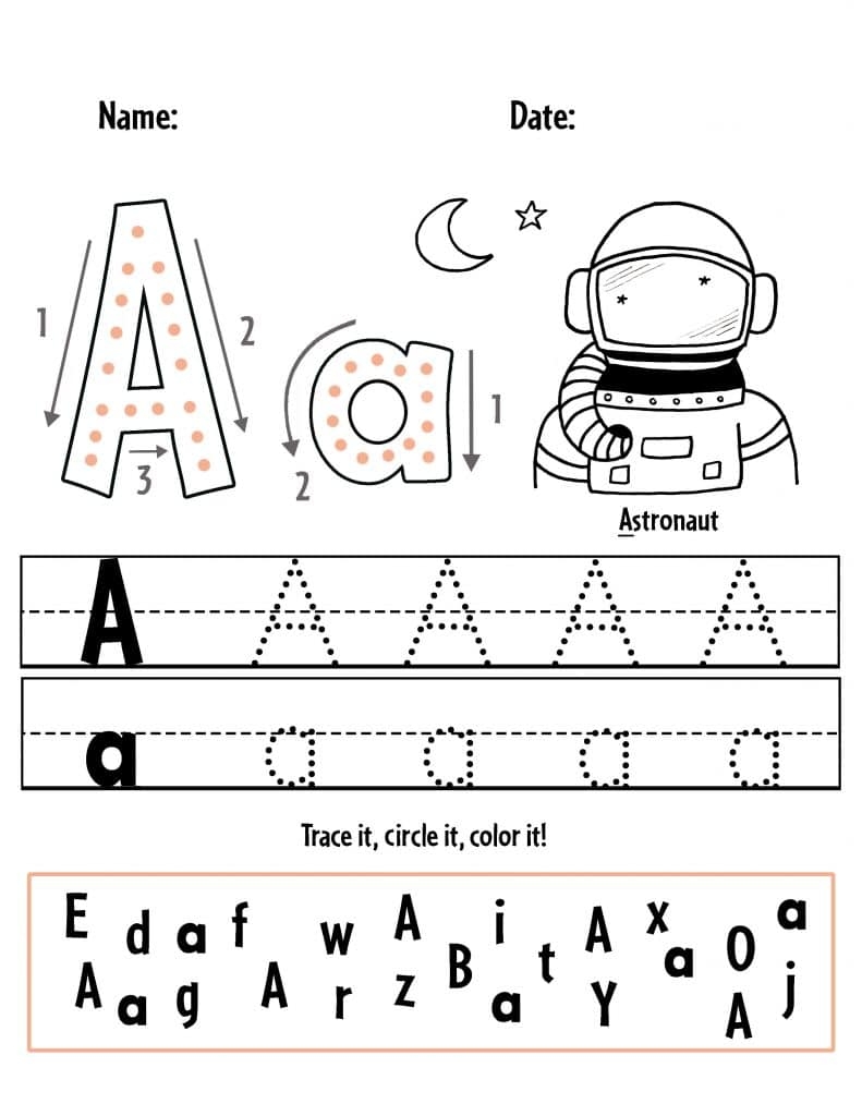 letter a worksheets for preschool