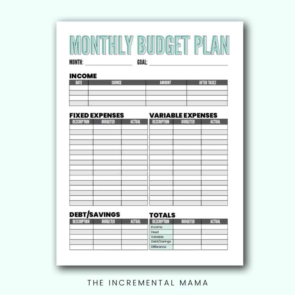 free printable budget worksheet