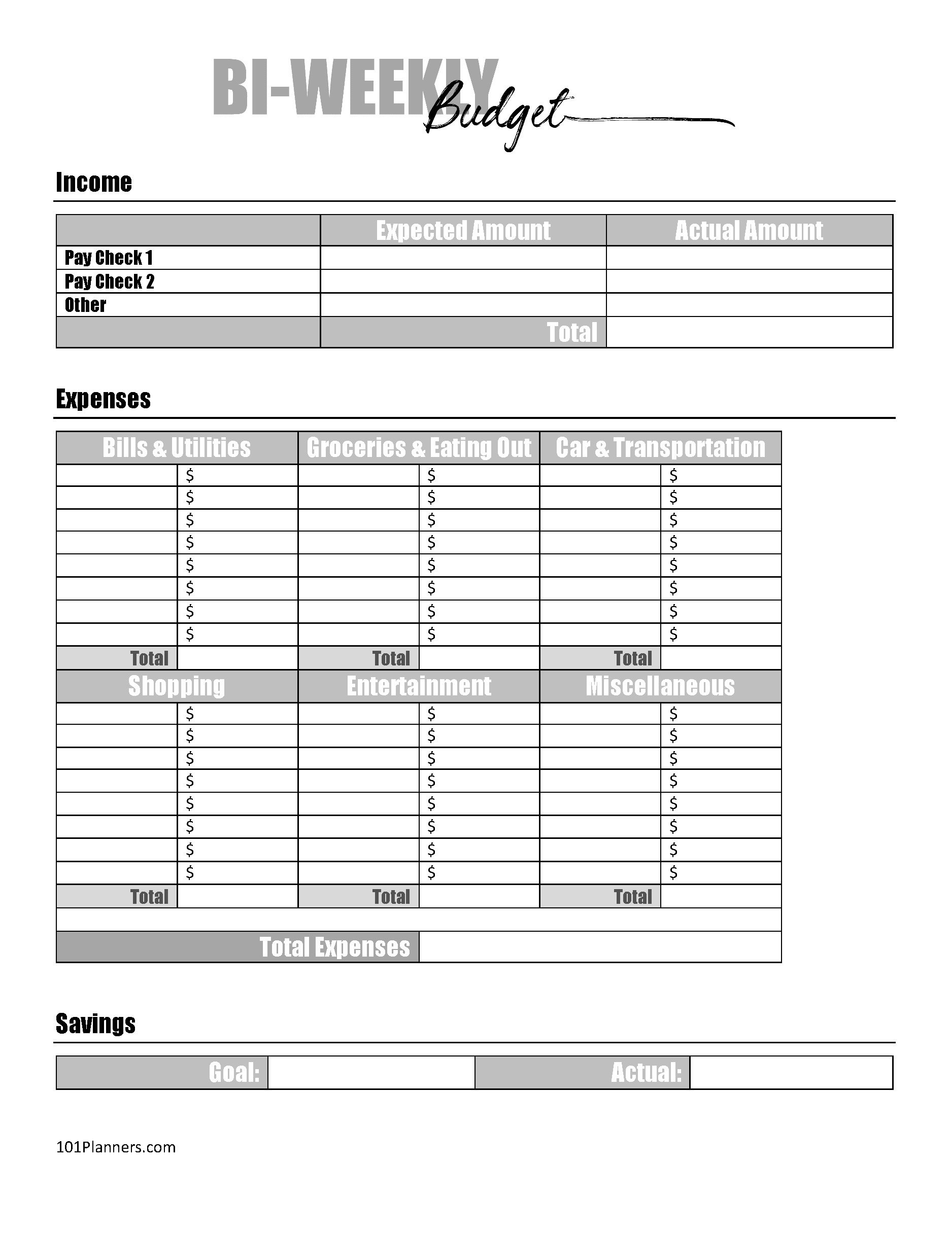 printable budgeting worksheets