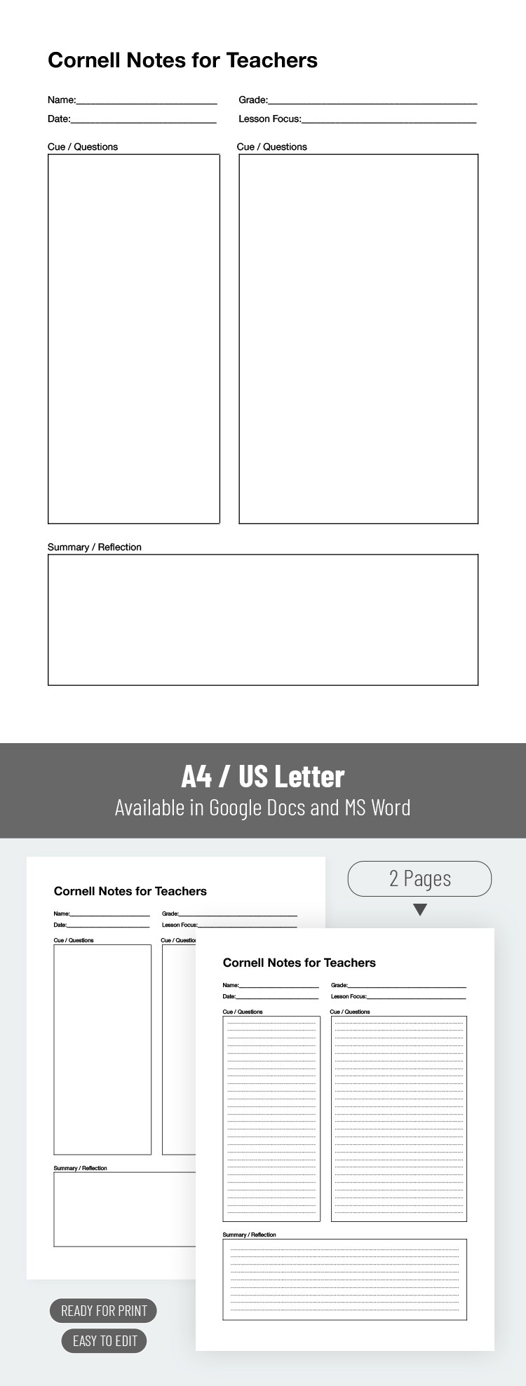Free Cornell Note Templates For Google Docs And Word Thegoodocs