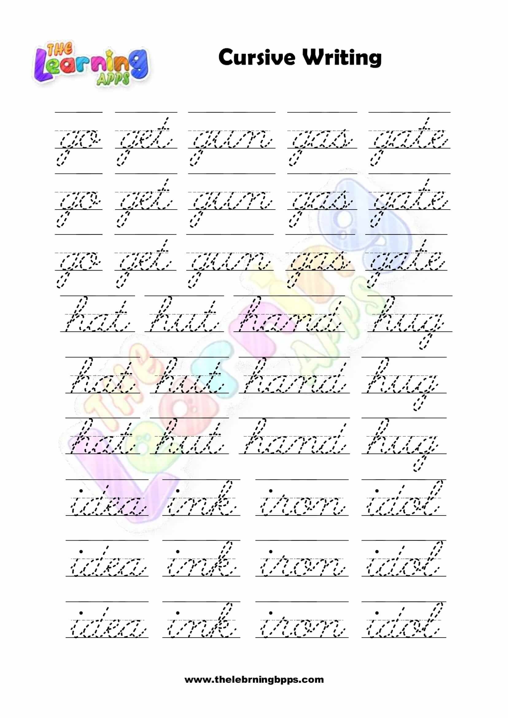 free cursive printable worksheets