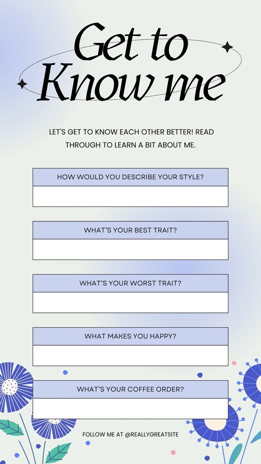 get to know me template