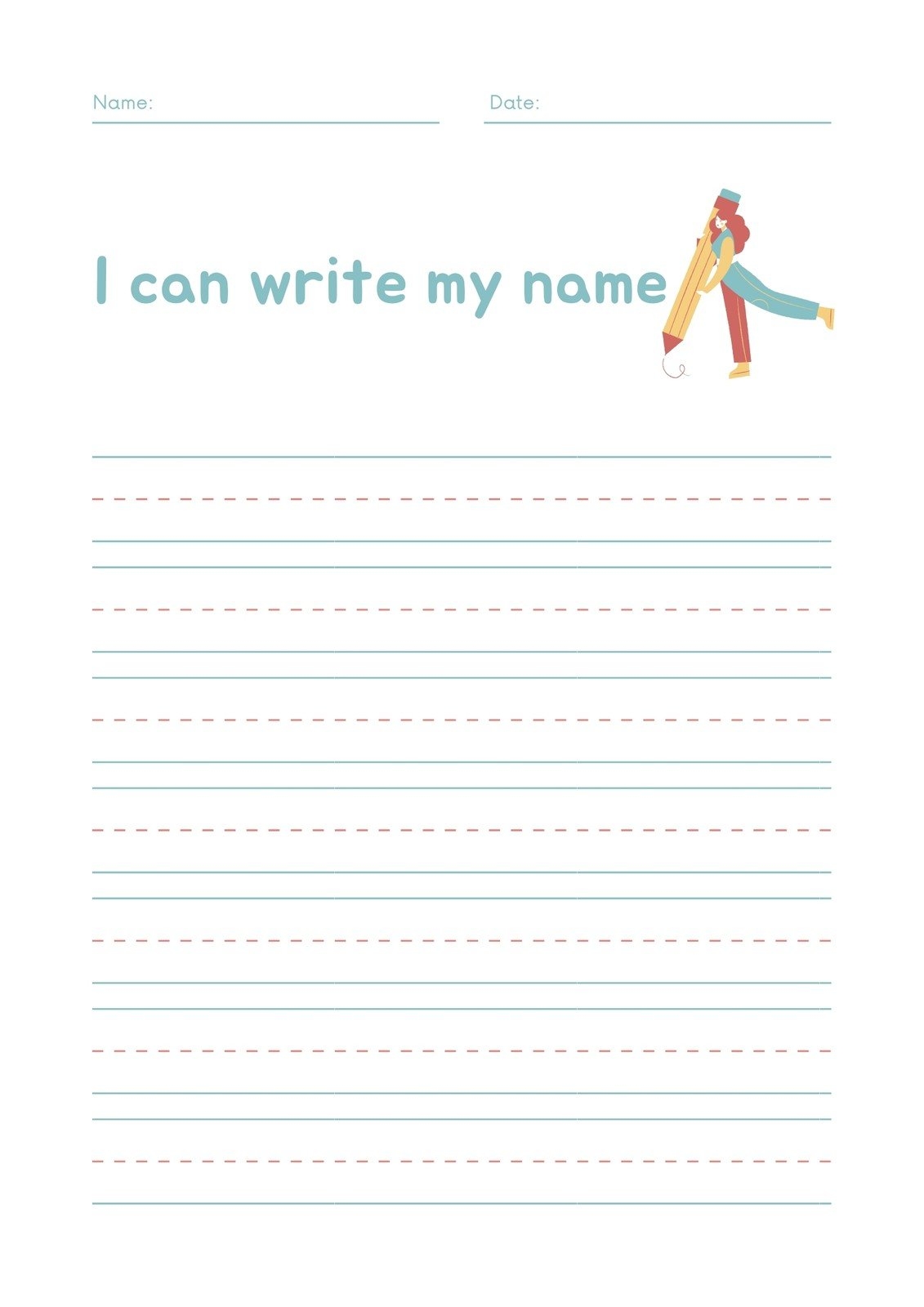 name tracing practice sheets