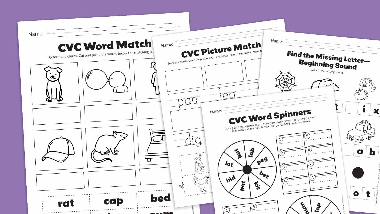 free printable cvc worksheets