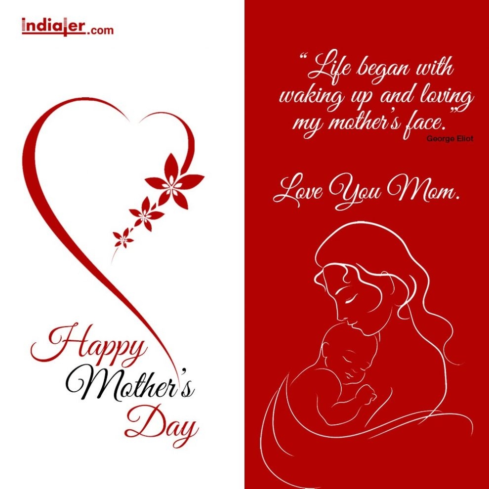 Free Download Happy Mother s Day Greeting Card Design With Flower And I Love You Mom PSD Template Indiater